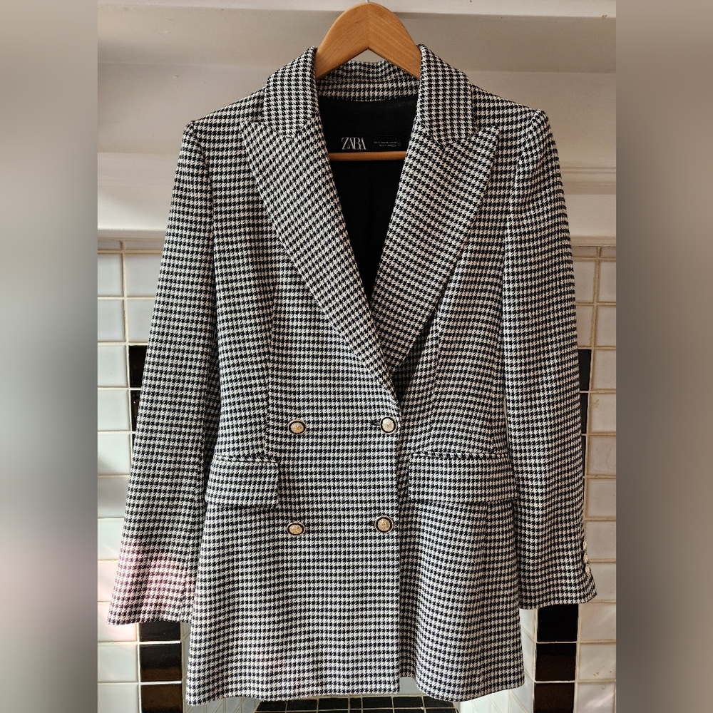 ZARA houndstooth blazer